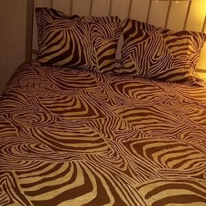 Ralph Lauren Zebra Safari Reversible Jungle Animal Print Comforter Set Sz. Queen